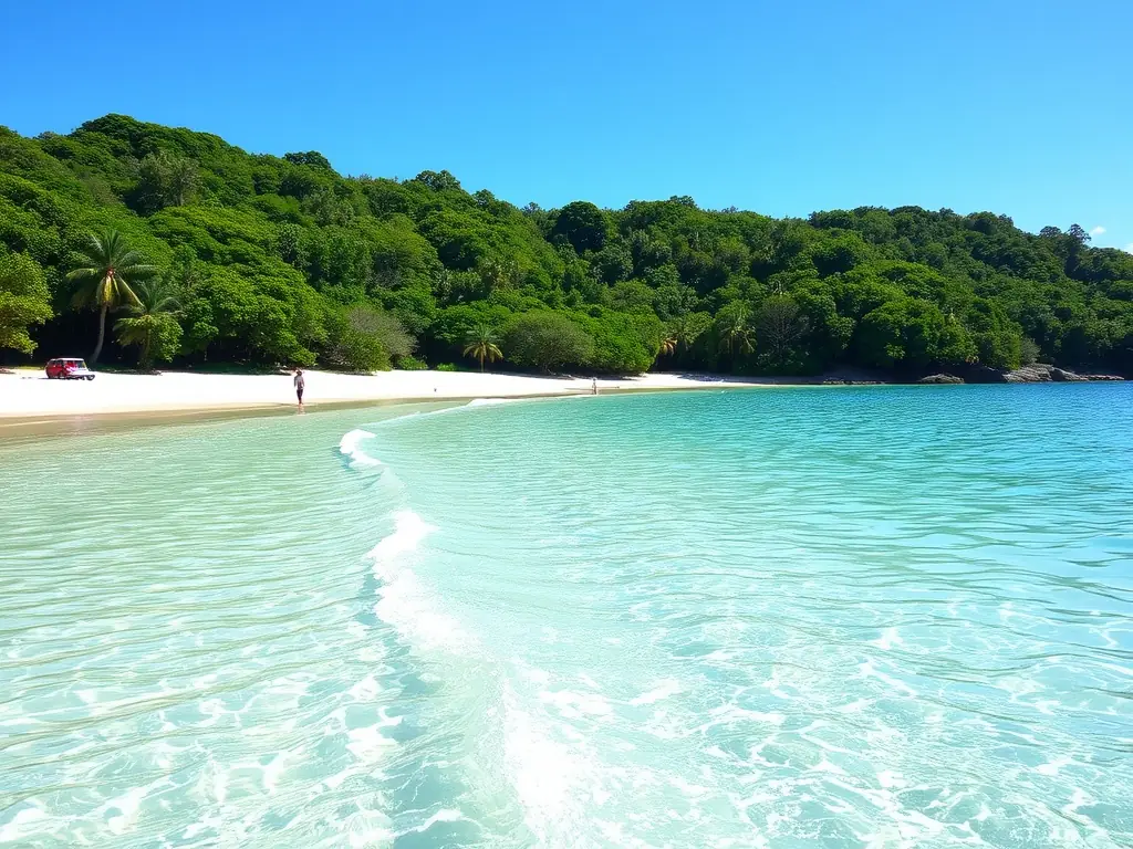 A pristine coastline in La Réunion, with clear blue waters and healthy coral reefs, representing RUN ECOGARDE's coastline preservation initiatives.